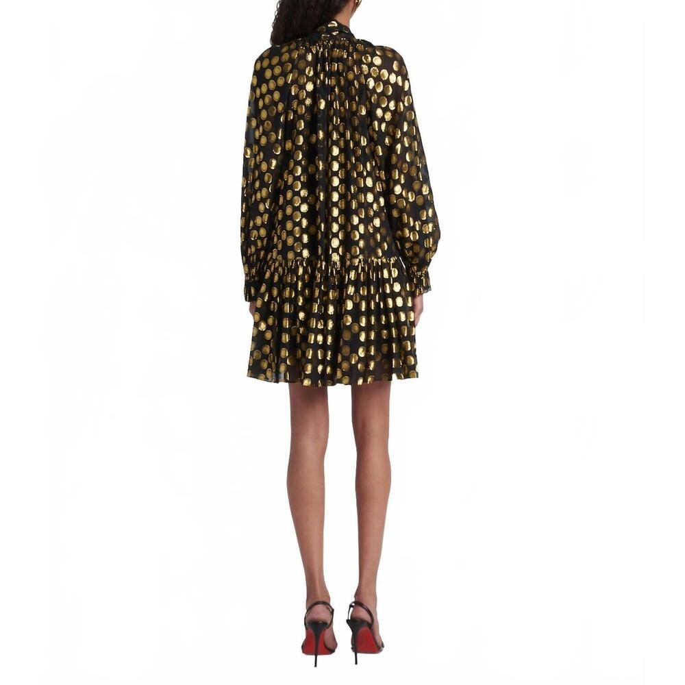 NEW ULLA JOHNSON loretta silk long sleeve mini dress in obsidian - Picture 2 of 4